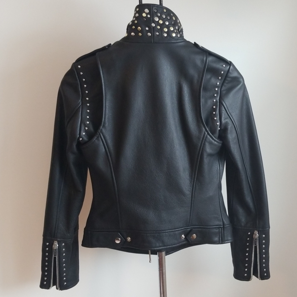 Rachel Zoe Black Studded Leather Size 4 Jacket NWT! - Picture 8 of 8